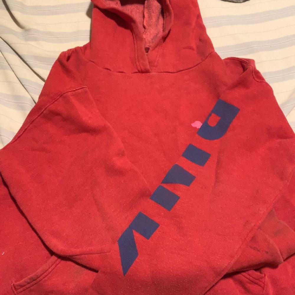PINK Victoria's Secret Red Hoodie with Blue Logo